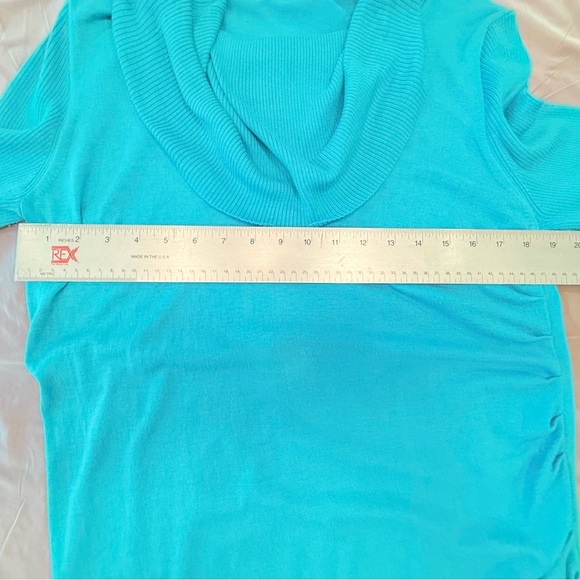 Etcetera by Blue/Green Asymmetrical Cowl Neck Sweater Size M/L - Picture 7 of 7